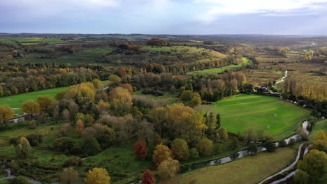 Aerial-flying-towards-St-Catherine's-Hill-Winchester-day-countryside-autumn-UK