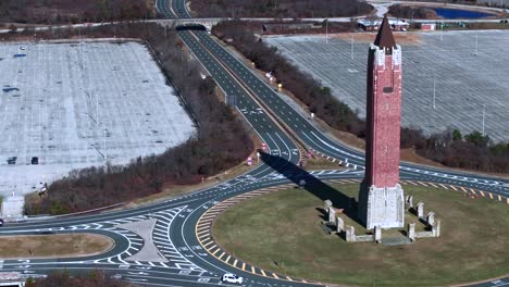 An-aerial-view-of-the-water-tower,-known-as-the-pencil-at-Jones-Beach-on-Long-Island,-NY