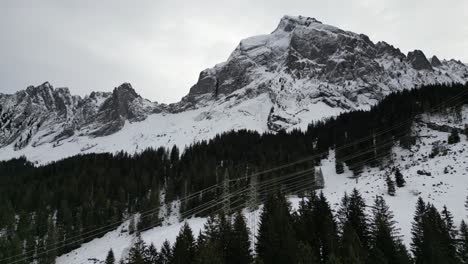 Fronalpstock-Suiza-Glarus-Alpes-Suizos-Vuelo-Hacia-El-Pico-Sobre-Los-árboles