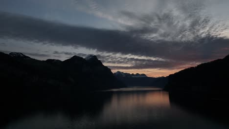 Majestic-dawn-over-Walensee,-Weesen-Amden-Quinten-Mols