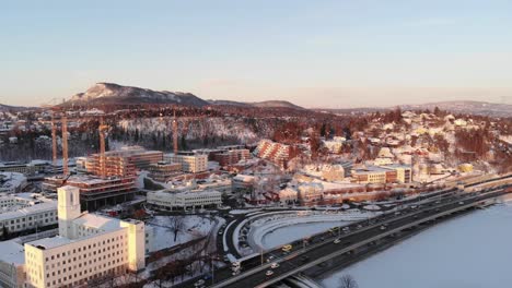 Municipio-De-Baerum-Durante-El-Invierno-En-La-Región-Del-Gran-Oslo,-Noruega