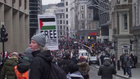 Masses-of-People-Marching-Down-Street-at-Pro-Palestine-Protest