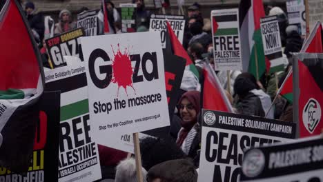 Gaza-–-Stoppt-Das-Massaker-Schild-Bei-Pro-palästinensischen-Protesten-In-London