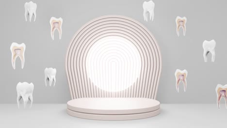 Zahnpflege,-Zahnimplantat,-Prothetische-Behandlung,-Zahnarztstudio,-3D-Rendering-Animationsschleife,-Zahnarztstudio-Konzept