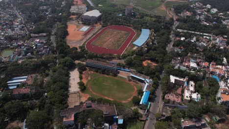 An-early-morning-aerial-video-shoot-was-conducted-at-the-cricket-stadium-located-in-Pondycherry-City,-a-former-French-colony