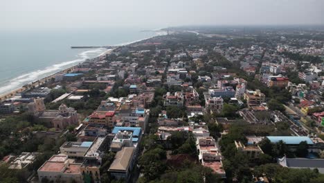 The-Union-Territory-of-India,-formerly-known-as-Puducherry,-is-seen-in-the-centre-of-an-aerial-video