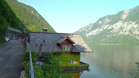 People-Take-a-Break-From-Walking-in-Hallstatt-Village