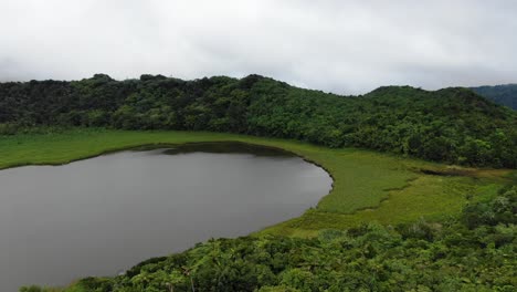 Tropical-green-lake,-Grand-Etang-Lake-in-Grenada