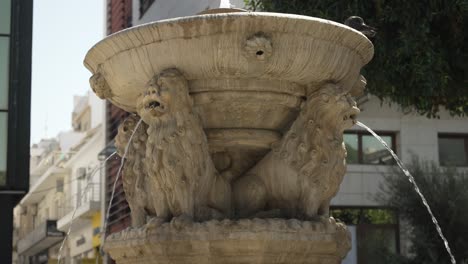 close-up-of-Fransesco-Morozini-lion-fountain-,-famous-marble-fountain-in-the-center-of-the-city-of-Heraklion-in-Crete