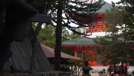 Bäume,-Die-Den-Kongobu-ji-Danjo-Garan-Komplex-In-Koyasan-Umrahmen