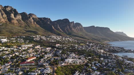 Aerial-of-the-Twelve-Apostles-above-Cape-Town-and-Camps-Bay,-South-Africa