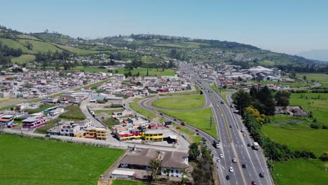 Aerial-transport-Road-Tambillo-Parish,-Mejía-Canton,-Pichincha,-Ecuador