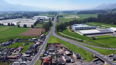 Intersection-El-Obelisco-sector,-Aloag,-Mejía-Pichincha,-Ecuador-aerial