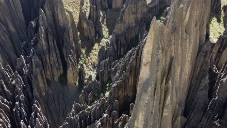 Hojas-De-Roca-Dentadas-Y-Altas,-Formaciones-Sedimentarias-Erosionadas,-La-Paz-Bolivia