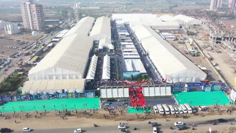 Aerial-drone-view-industrial-EXPO-Many-tourists-and-people-from-different-countries-are-also-visible