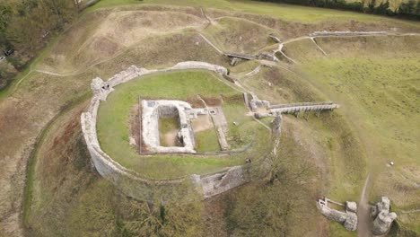 Rotating-Drone-View-of-Ruins-at-Bailey-Gate-and-Castle-Acre