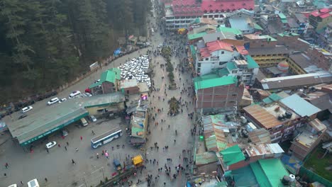 Aerial-view-Citi-of-Manali-Landscape,-Himachal-Pradesh,-India