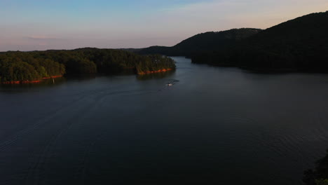 Forwards-fly-over-road-bridge-and-Lake-Allatoona