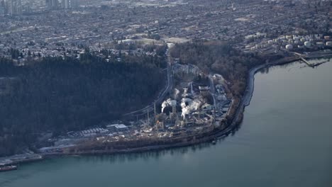 Parkland-Refining-Oil-Refinery-in-Burnaby,-BC-Aerial-View