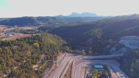 Panoramic-view-of-Circuit-Parcmotor-Castelloli-sports-complex,-from-drone