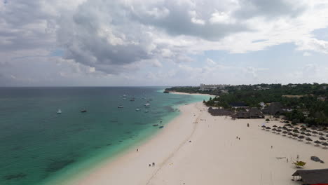 Zanzibar-top-view-of-sandy-beach-and-clear-green-water-motion-lapse-at-30-fps