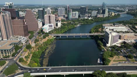 Looking-down-Colorado-river-towards-First-Street-Bridge-and-South-Congress-Bridge