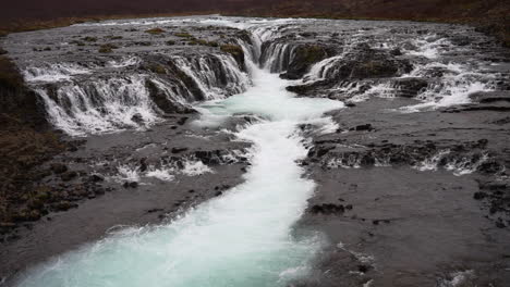 Landscape-Of-Bruarfoss-Rocky-Waterfalls-In-Iceland,-Static-Shot