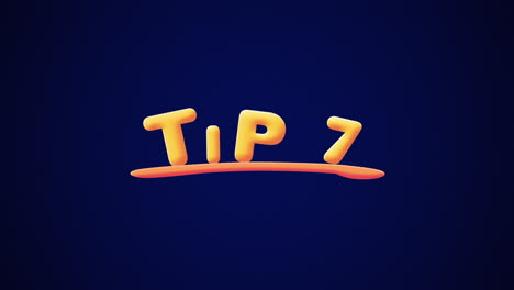 Tip-7-Wobbly-gold-yellow-text-Animation-pop-up-effect-on-a-dark-blue-background-with-texture