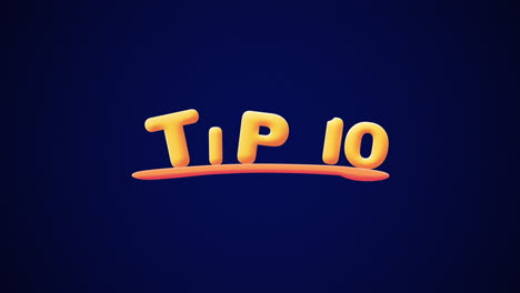 Tip-10-Wobbly-gold-yellow-text-Animation-pop-up-effect-on-a-dark-blue-background-with-texture