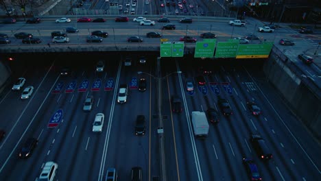 Aerial-Evening-Traffic-on-Atlanta-I-75-I-85-Connector