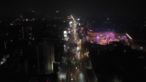 Rajkot-aerial-drone-view-Many-people-are-standing-outside-the-temple-and-many-people-are-carrying-bikes