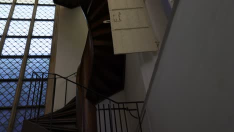 Wooden-Staircase-Inside-Oude-Kerk-In-Amsterdam,-Netherlands