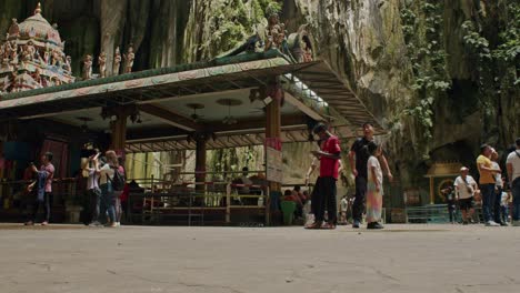 Visitors-congregating-at-the-Batu-Caves-temple-grounds