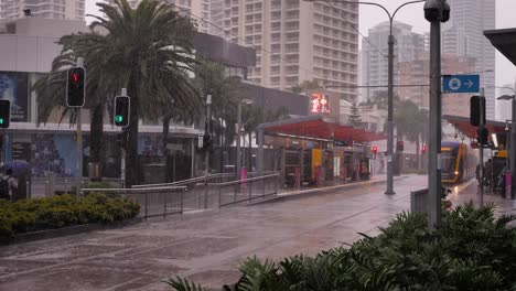 View-of-tram-arriving-at-a-station-along-Surfers-Paradise-Blvd-as-heavy-rain-and-storms-continue-to-lash-the-Gold-Coast-in-ongoing-storms-and-flooding