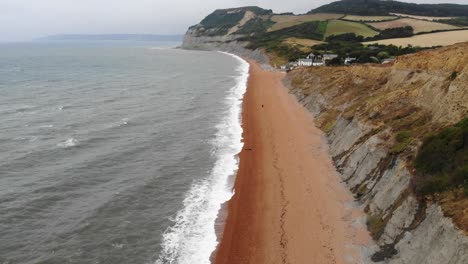 Aerial-View-Of-Seatown-Beach-In-Dorset