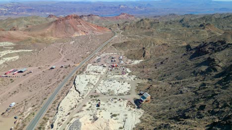 Ciudad-Fantasma-En-Nelson-Nevada-En-EE.UU.---Toma-Aérea-Con-Drones