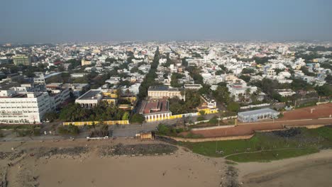 Early-morning-aerial-view-of-the-former-French-colony-known-as-Pondycherry-City-and-Beach