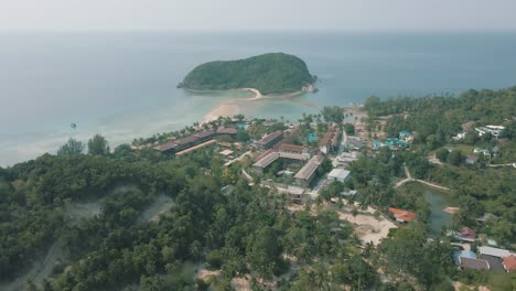 Slow-motion-drone-footage-of-a-resort-on-the-coast-of-Koh-Phangan-Thailand