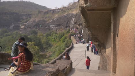 Tourists-at-Ajanta-Caves-monuments