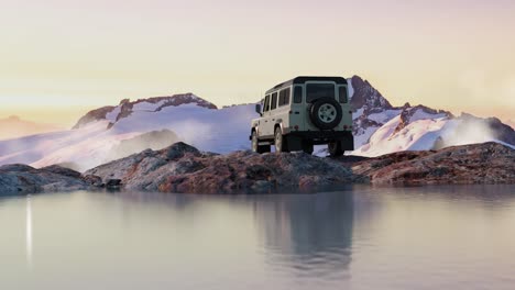 Land-Rover-Defender-Im-Gelände-Auf-Dem-Gipfel-Des-Berges