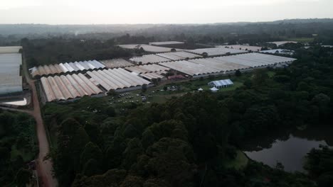Aerial-View-Of-Greenhouses-For-Hydroponic-Crop-Production-In-Kenya,-East-Africa