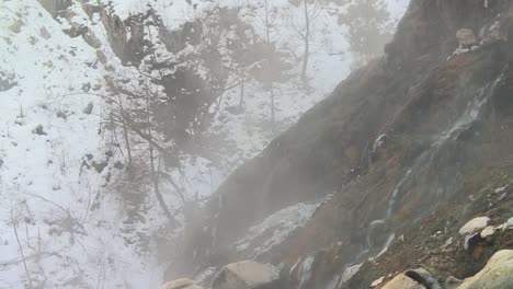 Misty-Falls-On-Rocky-Mountain-In-Winter-At-Boise-National-Forest-In-Idaho