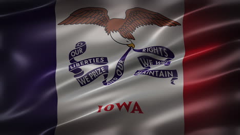 The-Flag-of-the-State-of-Iowa,-font-view,-full-frame,-sleek,-glossy,-fluttering,-elegant-silky-texture,-waving-in-the-wind,-realistic-4K-CG-animation,-movie-like-look,-seamless-loop-able