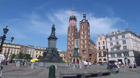 Krakow-Poland,-Rynek-Main-Market-Square-and-St