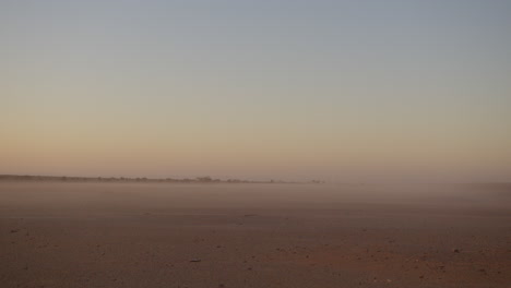 Dawn-view-into-the-desert-in-africa-with-fog