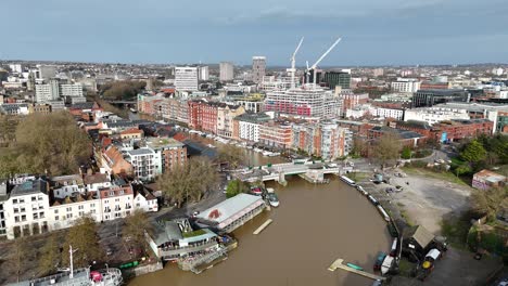 City-skyline-with-new-builds-in-progress-Harbourside-Bristol-UK-drone,aerial