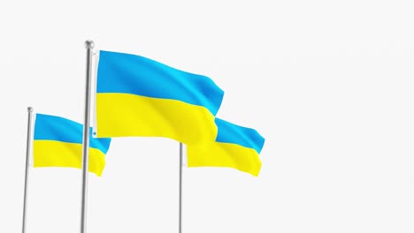Ukraine-Flaggen-Wehen-Im-Wind-In-3D-Rendering-Animation-Mit-Schwarz-weißem-Hintergrund