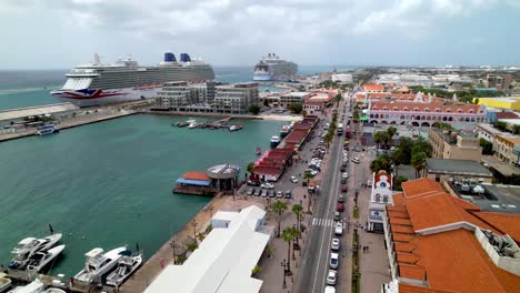Luftaufnahme-Des-Hafengebiets-In-Oranjestad,-Aruba