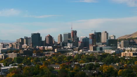 Central-downtown-Salt-Lake-City-with-skyscrapers,-Utah