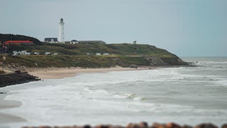 A-lighthouse-and-a-campground-on-the-Danish-coast-of-Hirtshals